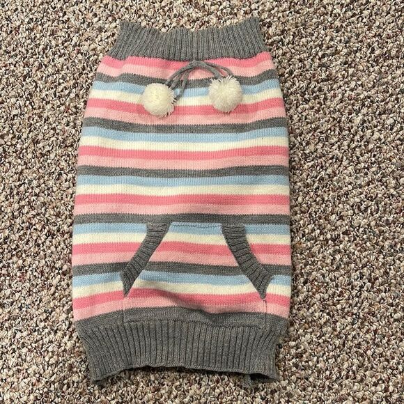 Pink/Blue/White Striped Pet Sweater - Picture 1 of 3